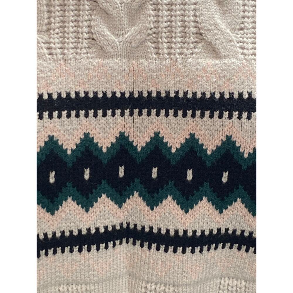 Lucca One Size Nordic Grandpa Sweater Ivory Mix Knit Retro Winter Oversized NWT - Picture 4 of 7